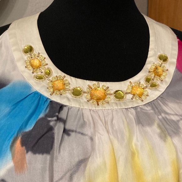 LaiCarFore By Anita Su Dress Watercolor Silk Size M - Picture 1 of 4